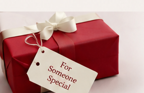 Wrapped gift with a tag reading For Someone Special