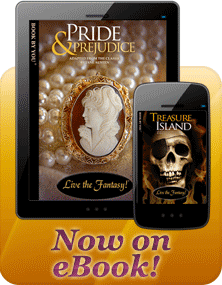 Ebook reader showing customized classic book, Pride and Prejudice - - also in paperback and hardcover editions.
